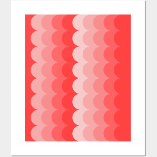 Retro, Coral, Scallop Curve Pattern Posters and Art